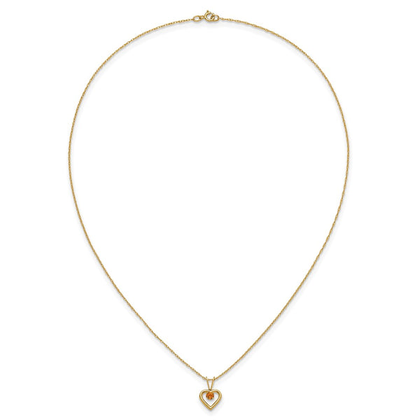 14KT Yellow Gold 3MM Round Citrine 15-inch Childrens Birthstone Pendant
