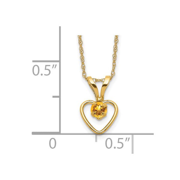 14KT Yellow Gold 3MM Round Citrine 15-inch Childrens Birthstone Pendant