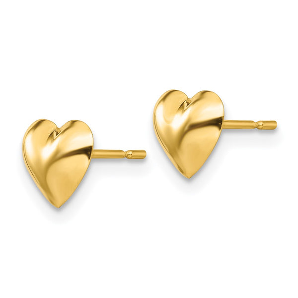 14KT Yellow Gold 7MM Childrens Heart Stud Earrings