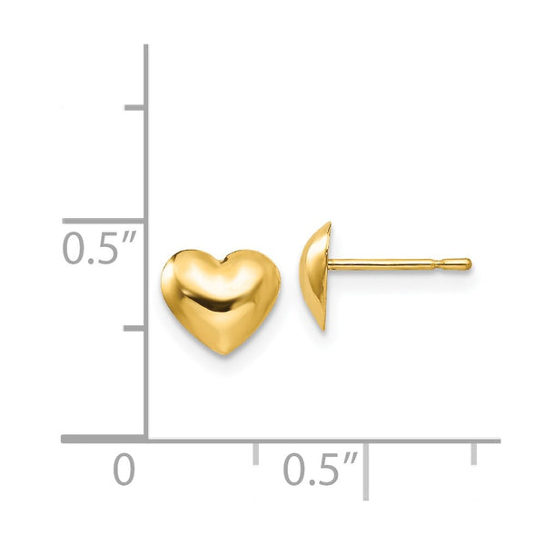 14KT Yellow Gold 7MM Childrens Heart Stud Earrings