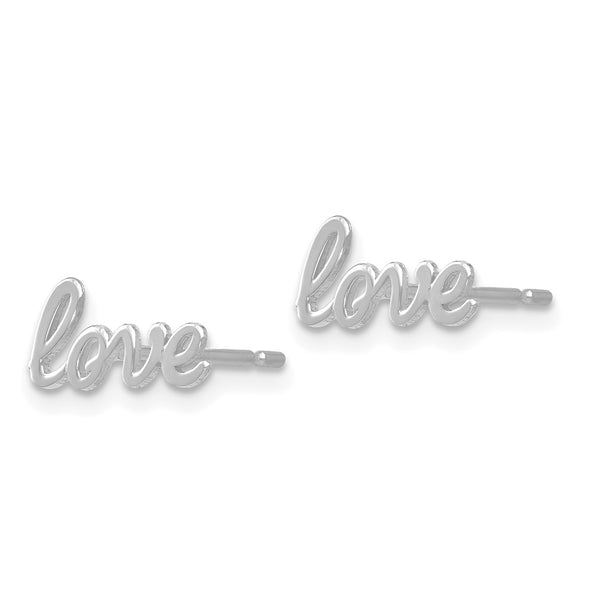 14KT White Gold script love Earrings