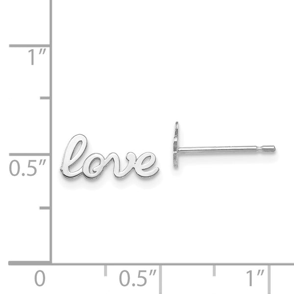 14KT White Gold script love Earrings