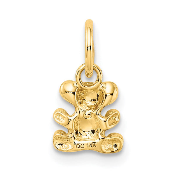 14KT Yellow Gold 12X8MM Teddy Bear Charm Pendant. Chain not Included.