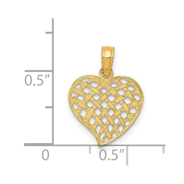 14KT Yellow Gold 18X13MM Heart Pendant. Chain Not Included