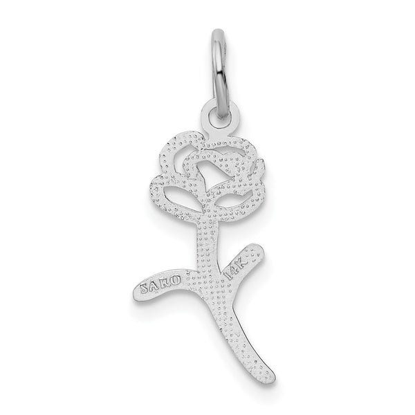 14KT White Gold 23X9MM Rose Pendant. Chain Not Included