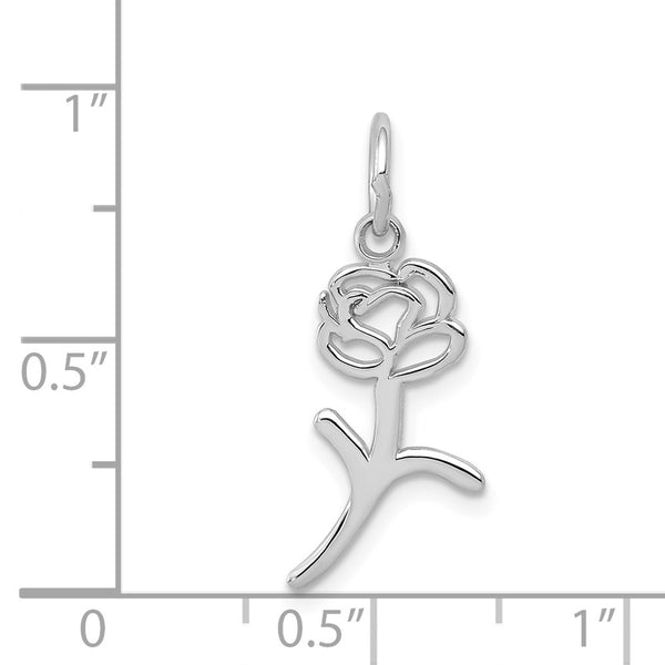 14KT White Gold 23X9MM Rose Pendant. Chain Not Included