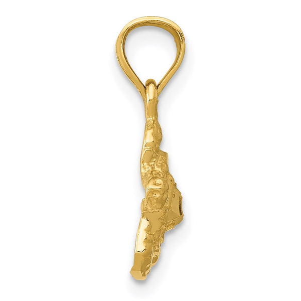 14KT Yellow Gold 17X13MM Diamond-cut Turtle Pendant. Chain Not Included