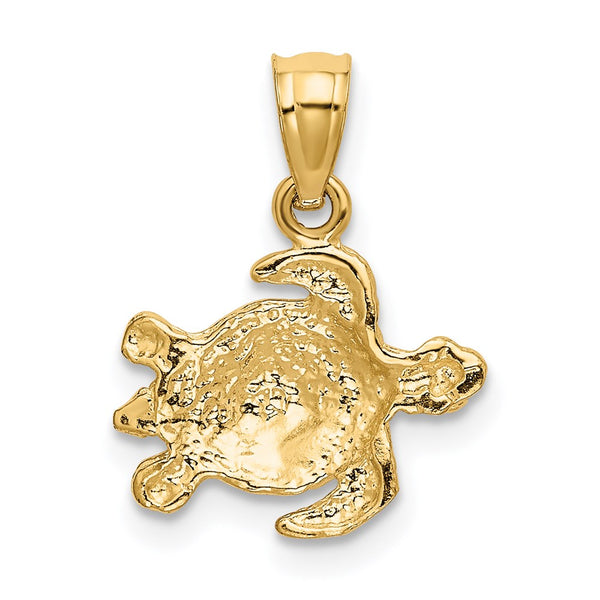 14KT Yellow Gold 17X13MM Diamond-cut Turtle Pendant. Chain Not Included