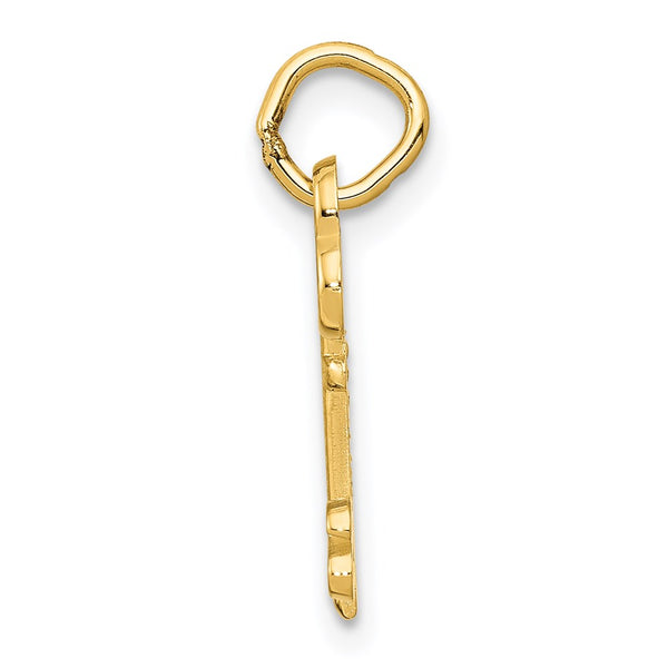 14KT Yellow Gold 19X4MM Key Initial Pendant. Initial S. Chain not Included