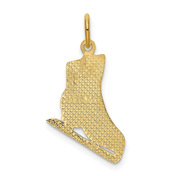 14KT Yellow Gold 23X14MM Ice Skate Pendant. Chain Not Included