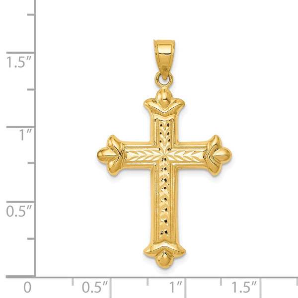 14KT Yellow Gold 39X23MM Reversible Cross Pendant. Chain Not Included