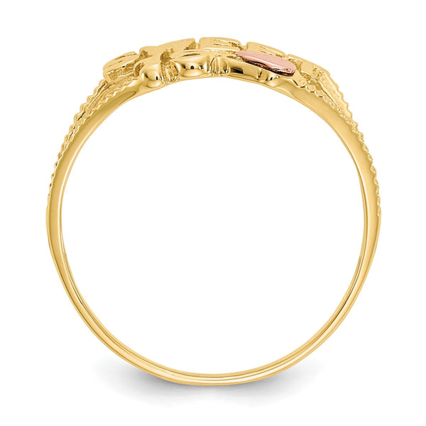 14KT Yellow and Rose Gold Heart Quinceanera Sweet 15 Ring. Size 6