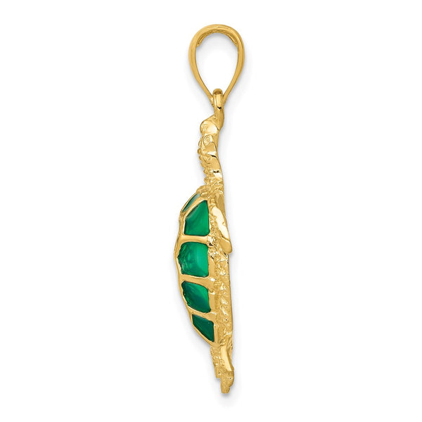 14KT Yellow Gold 29X18MM Sea Turtle Charm Pendant. Chain not Included
