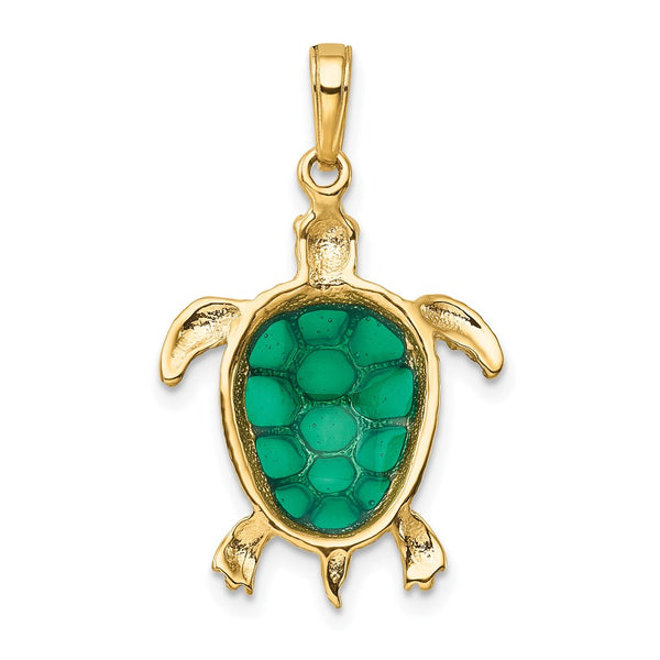 14KT Yellow Gold 29X18MM Sea Turtle Charm Pendant. Chain not Included