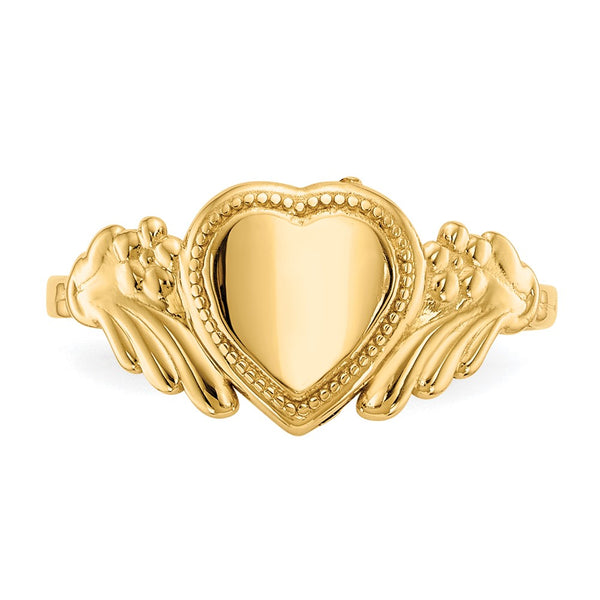 14KT Yellow Gold Childrens Heart Ring. Size 3