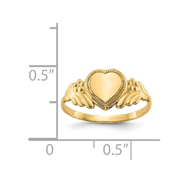 14KT Yellow Gold Childrens Heart Ring. Size 3