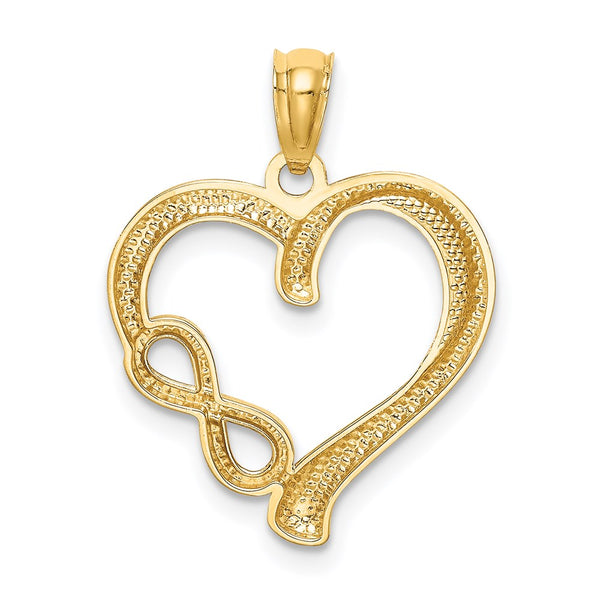 14KT Yellow Gold Infinity Heart Pendant. Chain Not Included