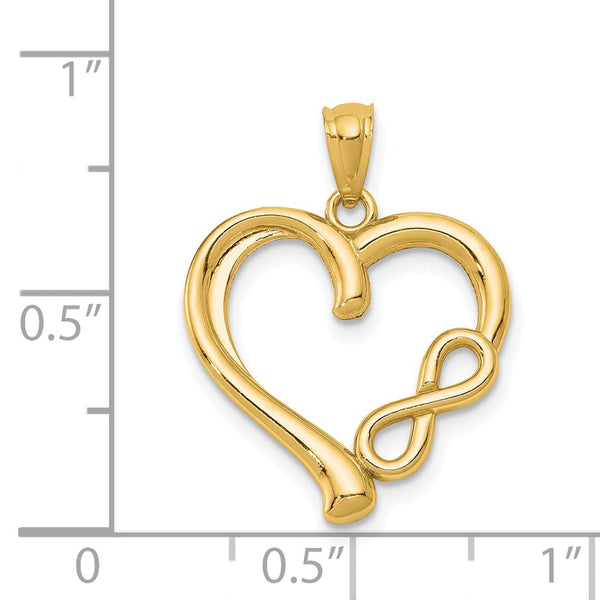 14KT Yellow Gold Infinity Heart Pendant. Chain Not Included