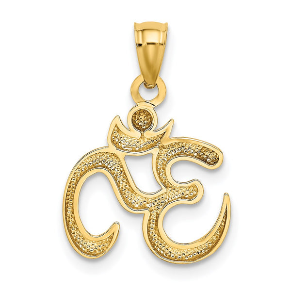 14KT Yellow Gold Om Symbol Charm Pendant. Chain not Included.
