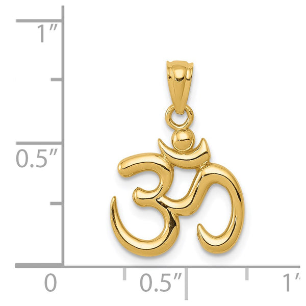 14KT Yellow Gold Om Symbol Charm Pendant. Chain not Included.