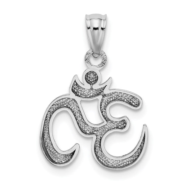 14KT White Gold Om Symbol Charm Pendant. Chain not Included.