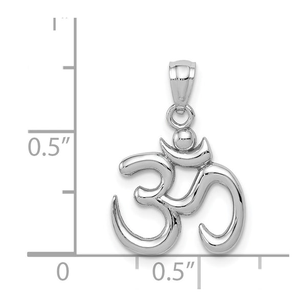 14KT White Gold Om Symbol Charm Pendant. Chain not Included.