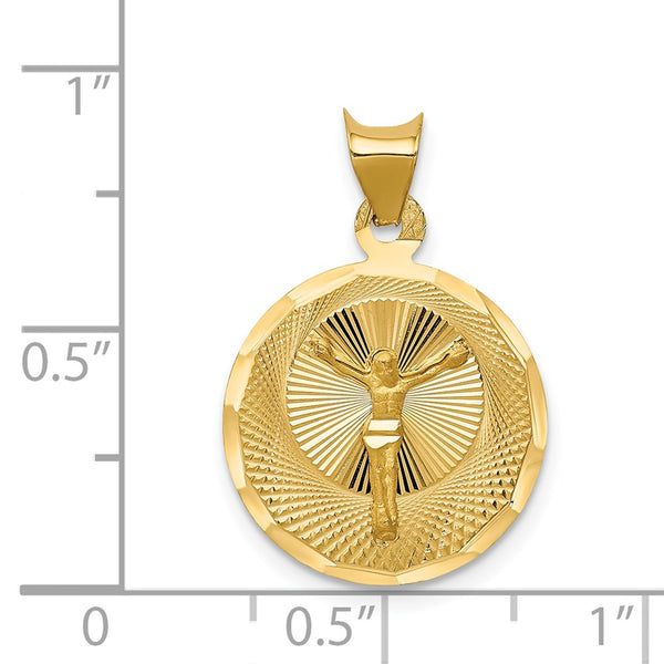 14KT Yellow Gold 23.5X16MM Diamond-cut Jesus Christ Pendant. Chain Not Included