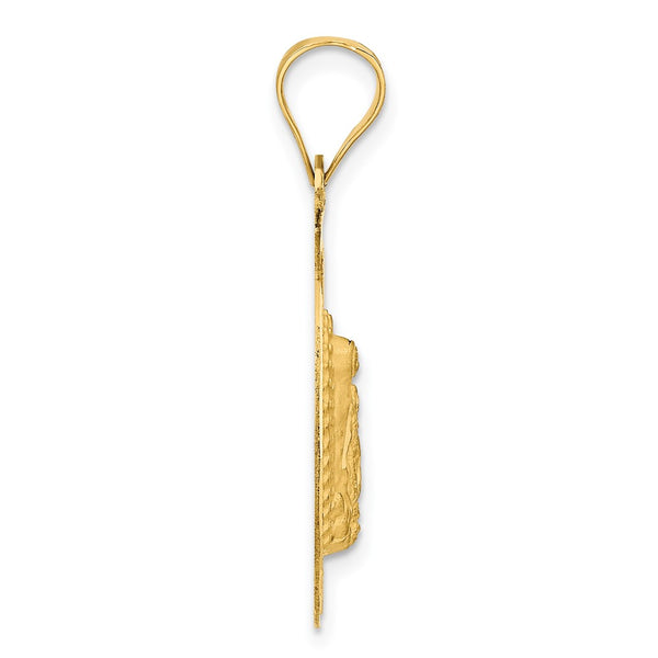 14KT Yellow Gold Diamond-cut Guadalupe Pendant. Chain Not Included
