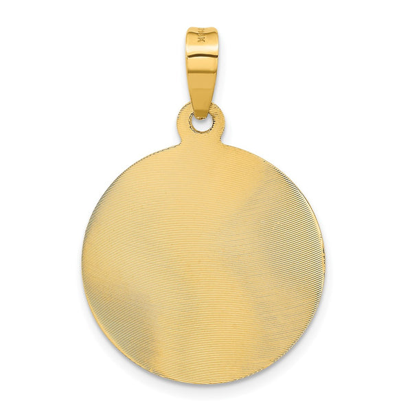14KT Yellow Gold Diamond-cut Guadalupe Pendant. Chain Not Included
