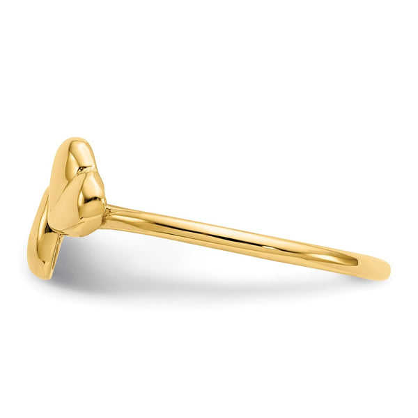 14KT Yellow Gold Heart Ring. Size 7