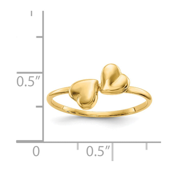 14KT Yellow Gold Heart Ring. Size 7
