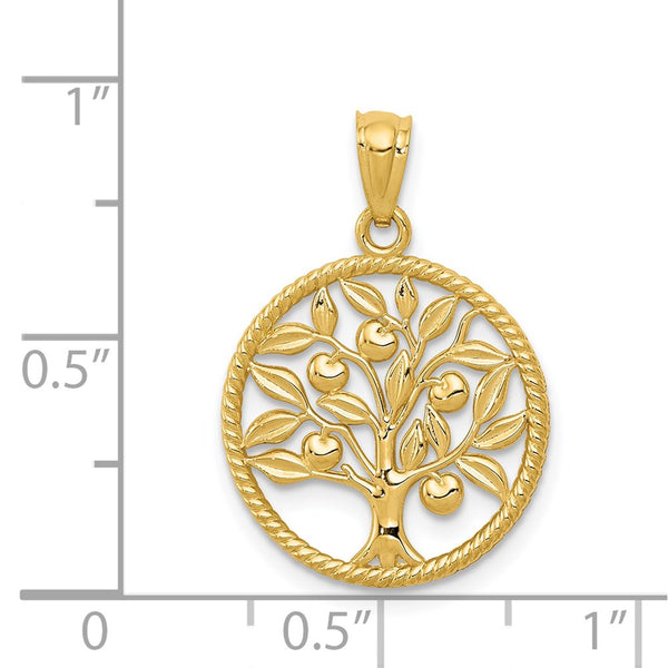 14KT Yellow Gold 23X16MM 16.5MM Tree of Life Pendant. Chain Not Included
