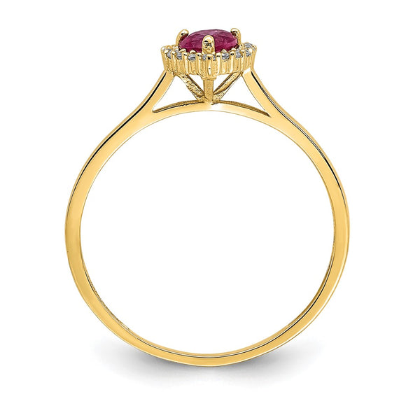14KT Yellow Gold Heart Shape Cubic Zirconia Ring. Size 7