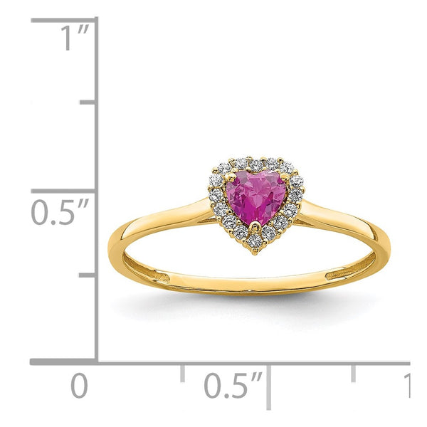 14KT Yellow Gold Heart Shape Cubic Zirconia Ring. Size 7