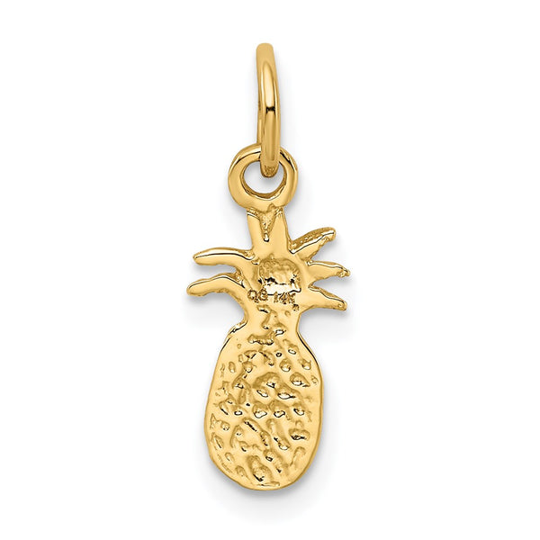 14KT Gold Polished Pineapple Charm Pendant. Chain not Included.