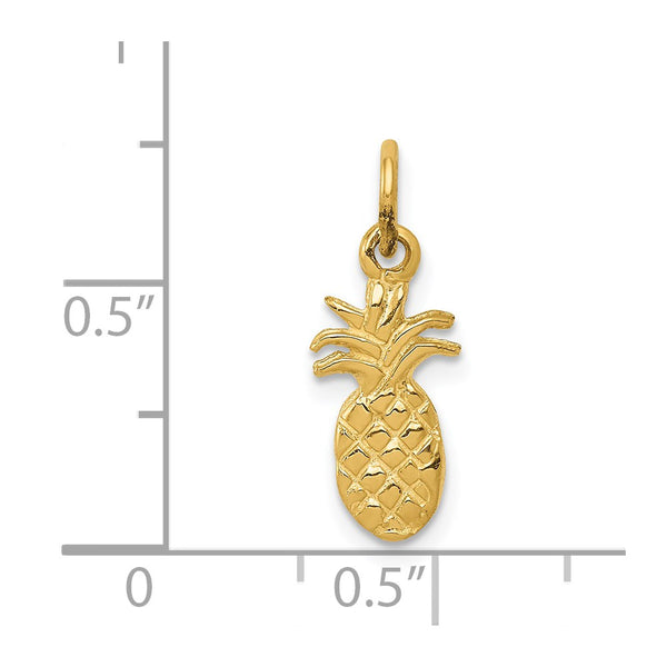 14KT Gold Polished Pineapple Charm Pendant. Chain not Included.