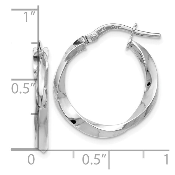 14KT White Gold 21X19MM Twist Hoop Earrings
