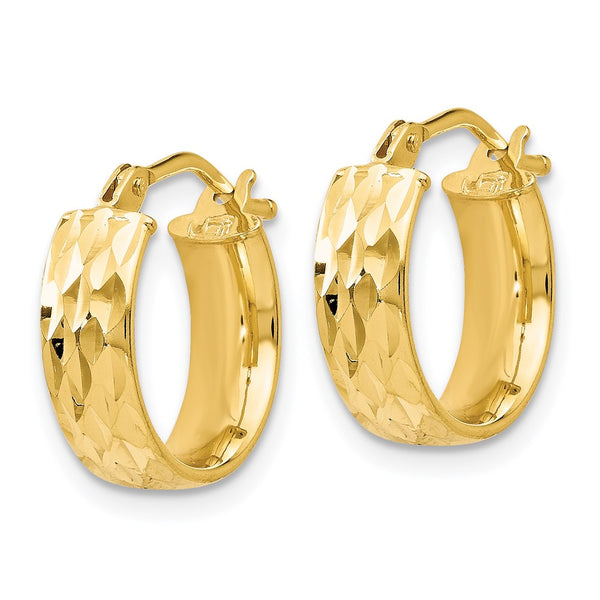 14KT Yellow Gold 14MM Diamond-cut Hoop Earrings