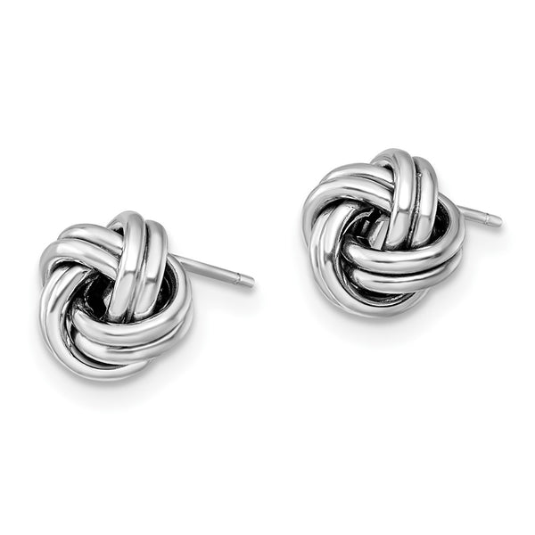 14KT White Gold 9MM Stud Love Knot Earrings