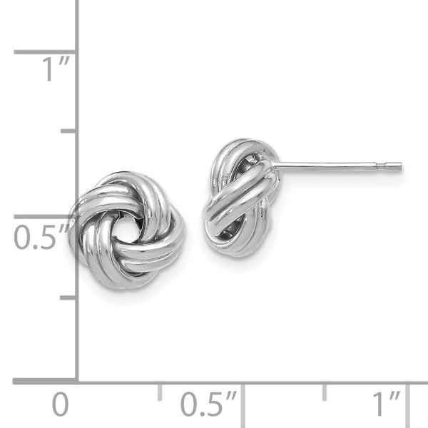 14KT White Gold 9MM Stud Love Knot Earrings