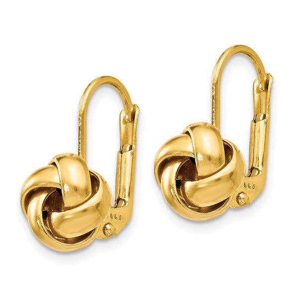 14KT Yellow Gold 13X12MM Leverback Love Knot Earrings