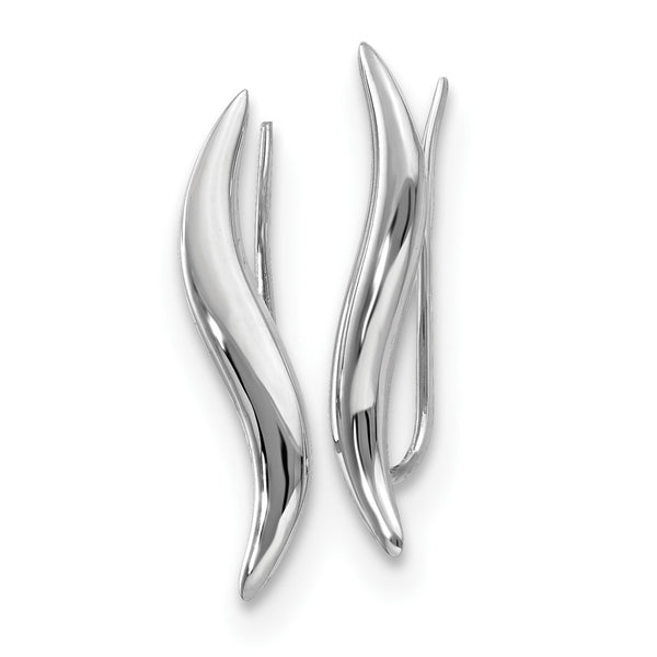 14KT White Gold 23X3MM Fancy Ear Climber Earrings