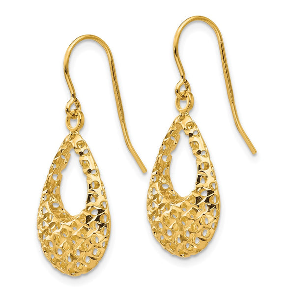 14KT Yellow Gold 28X12MM Drop & Dangle Diamond-cut Earrings