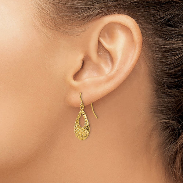 14KT Yellow Gold 28X12MM Drop & Dangle Diamond-cut Earrings