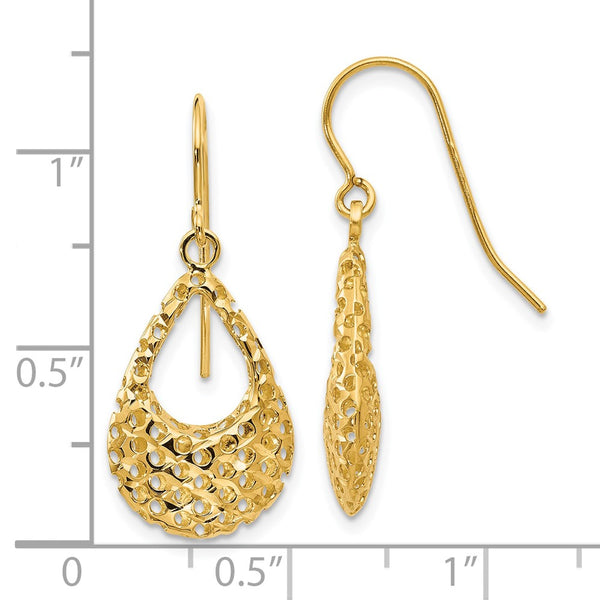 14KT Yellow Gold 28X12MM Drop & Dangle Diamond-cut Earrings