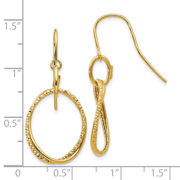 14KT Yellow Gold 30X16MM Drop & Dangle Earrings