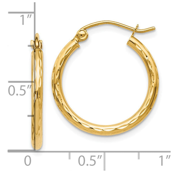 14KT Yellow Gold 20X25MM NMM Diamond-cut Hinged Hoop Earrings