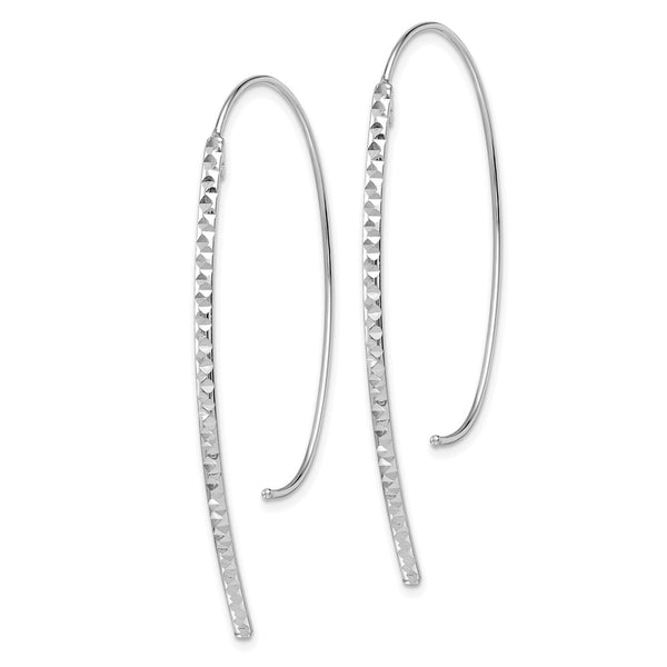 14KT White Gold 55X27MM Diamond-cut Threader Earrings