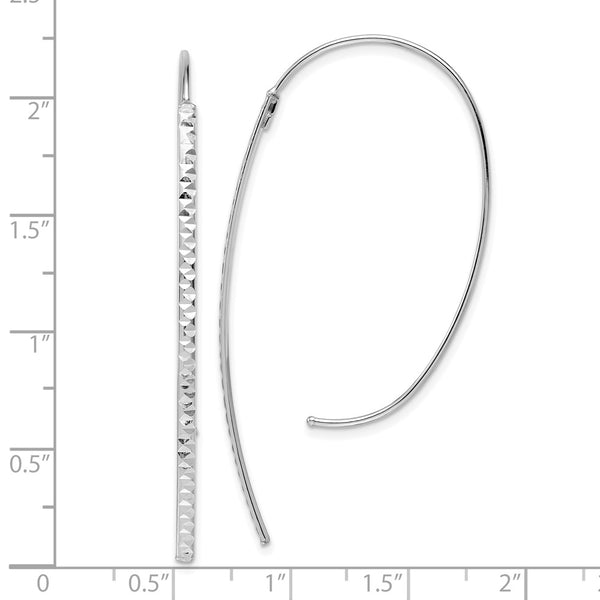 14KT White Gold 55X27MM Diamond-cut Threader Earrings