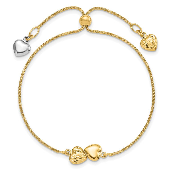 14KT White and Yellow Gold Heart Bolo Bracelet